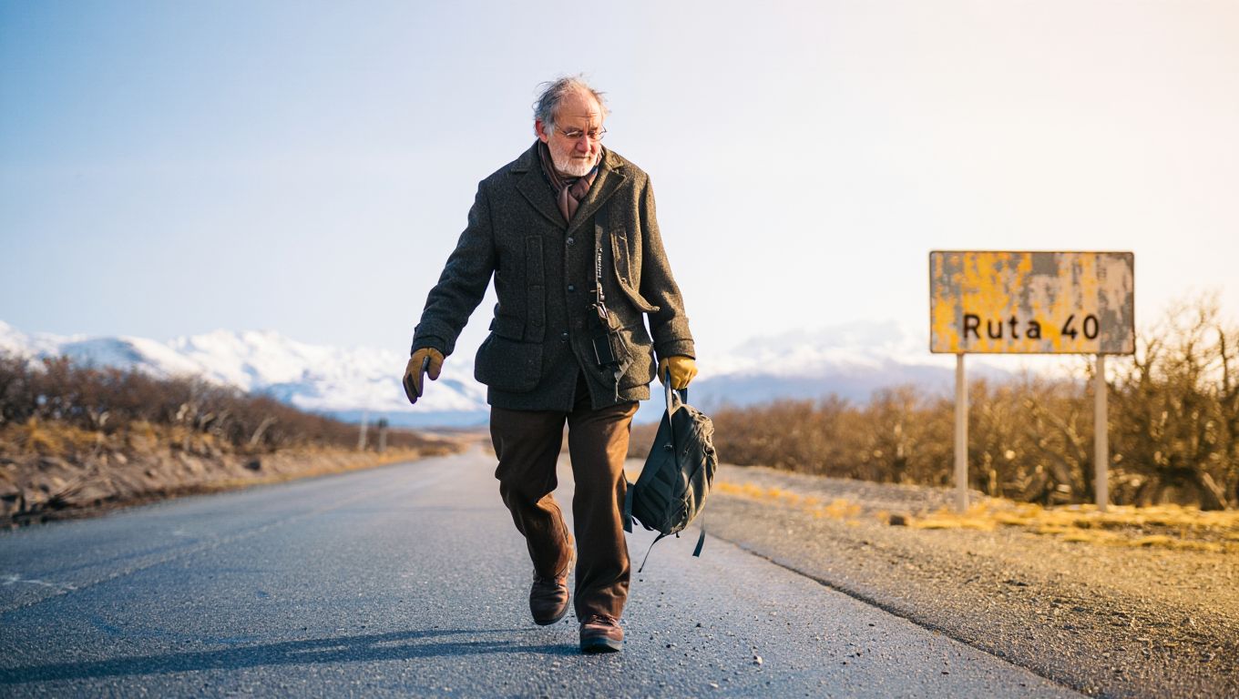A los 81 años recorre la Ruta 40 a dedo: «El invierno es la única época en que me animo»