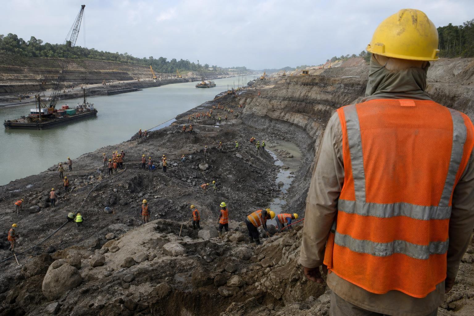 Más de 100.000 obreros trabajan en este canal que va a partir un país en dos