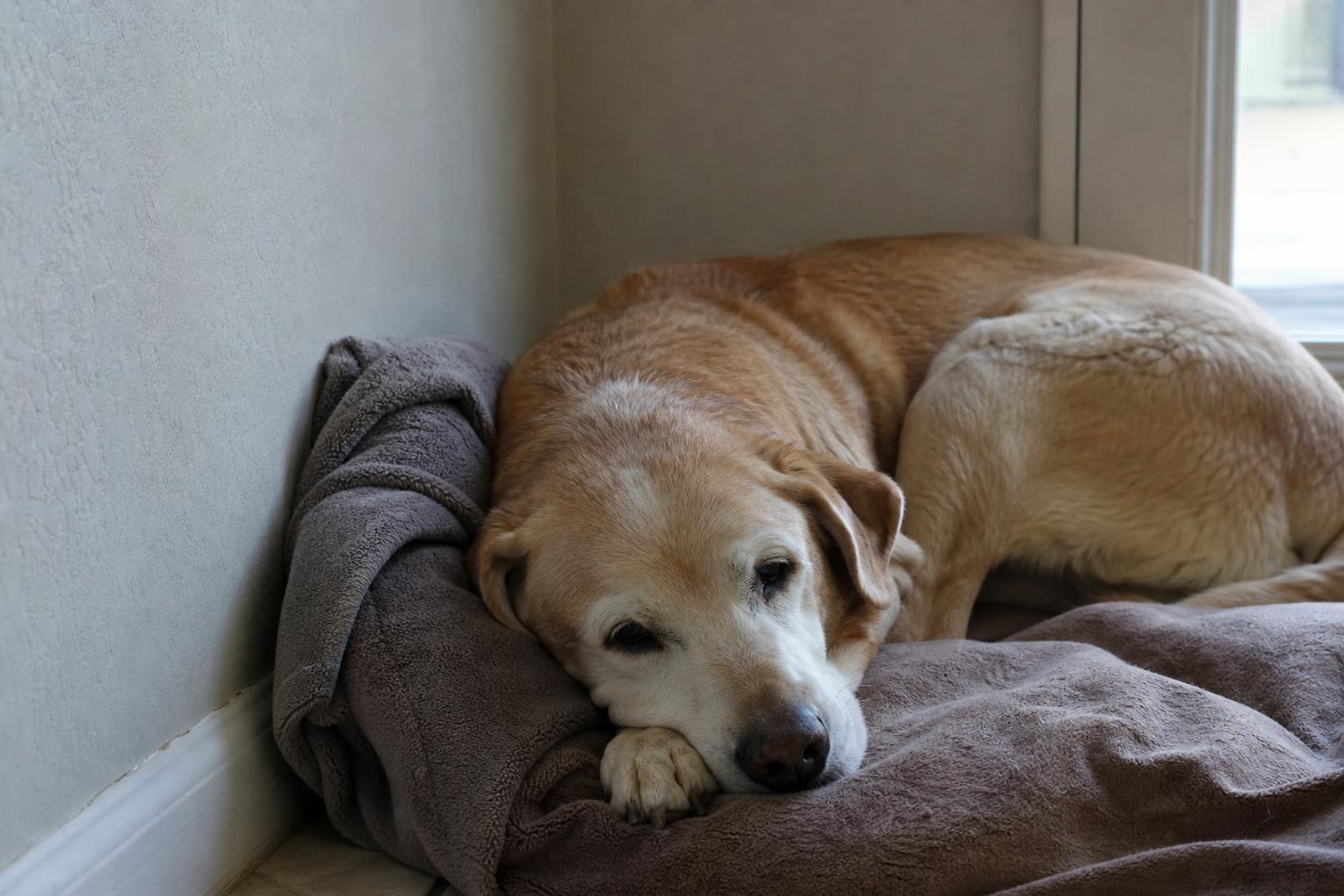 Por qué los perros mayores eligen un rincón de la casa en sus últimos días — un etólogo lo explica